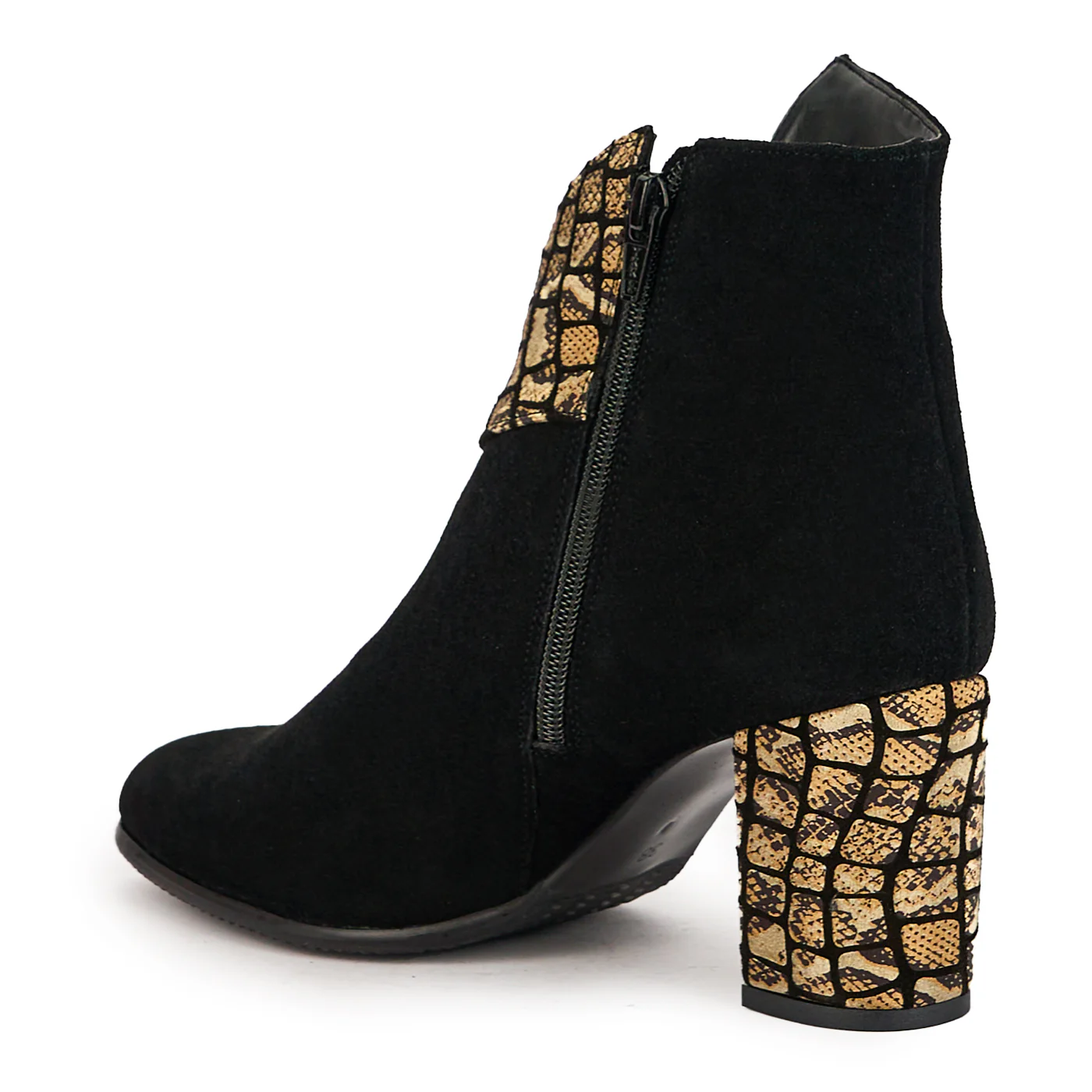 Botine dama din piele naturala neagra cu toc gros 8 cm 17306 - Image 2