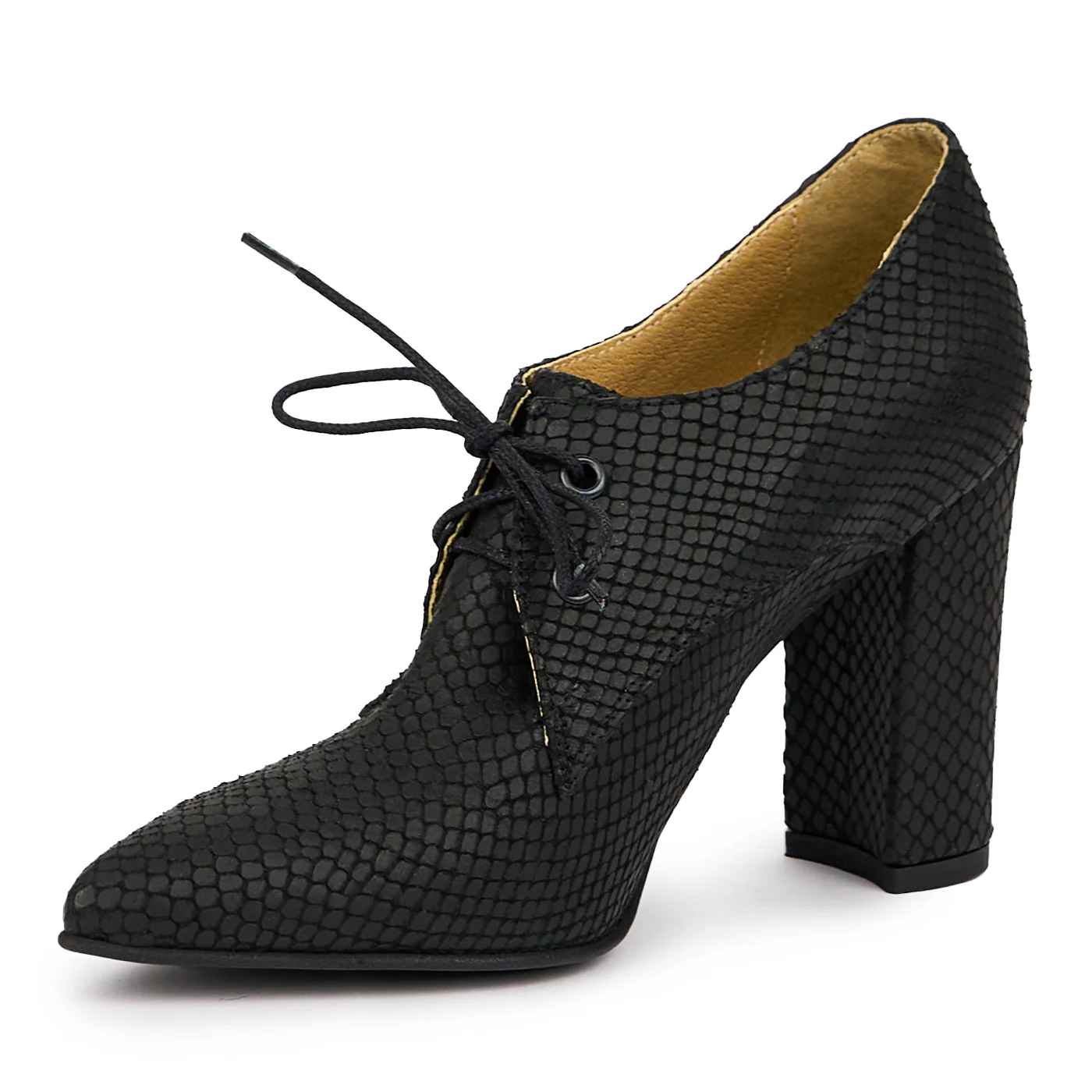Botine dama din piele naturala neagra cu toc gros 9.5 cm 14269 - Image 3