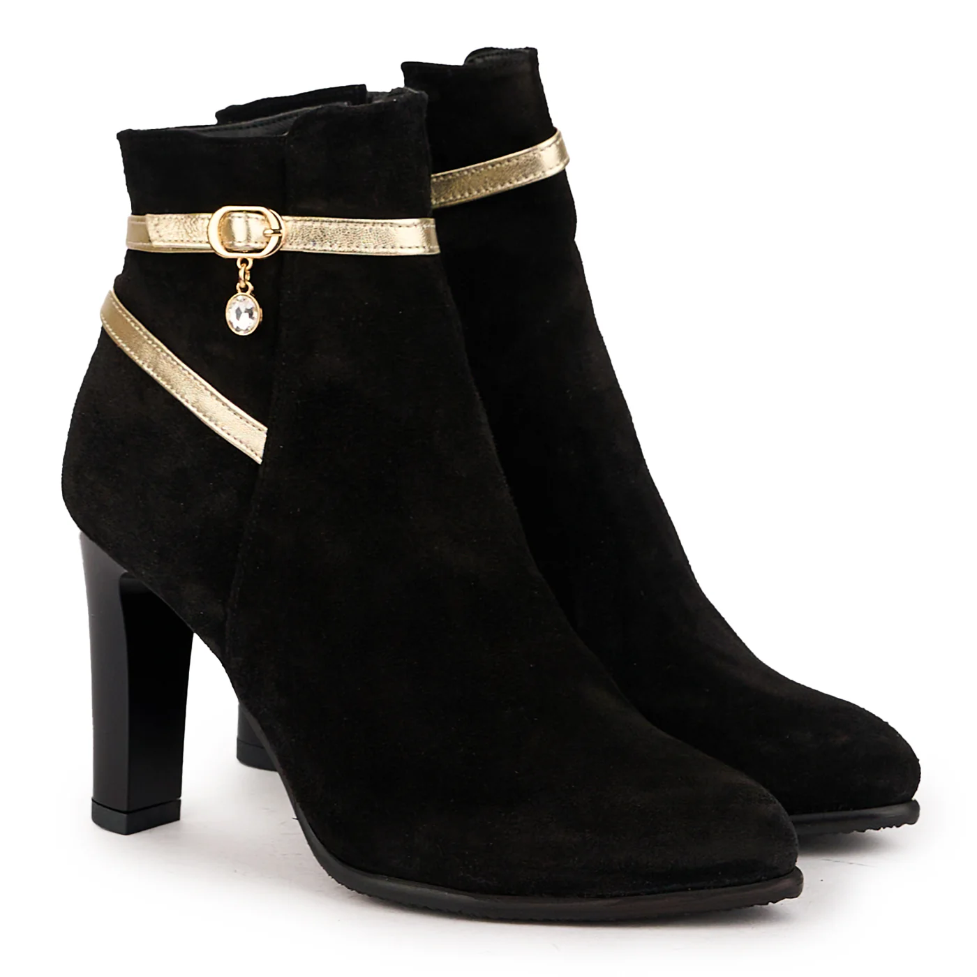 Botine dama din piele naturala neagra cu toc gros 9.5 cm 16715 - Image 4