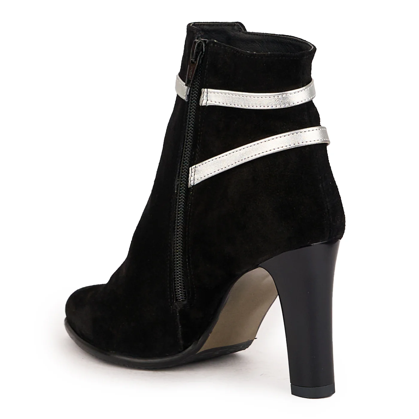 Botine dama din piele naturala neagra cu toc gros 9.5 cm 16716 - Image 2