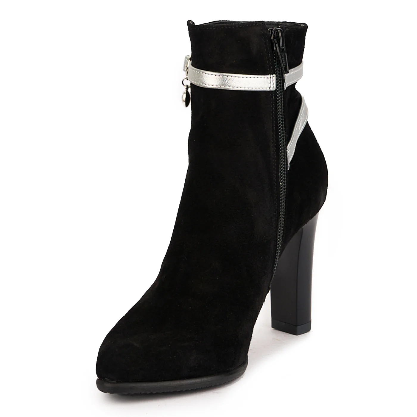 Botine dama din piele naturala neagra cu toc gros 9.5 cm 16716 - Image 3