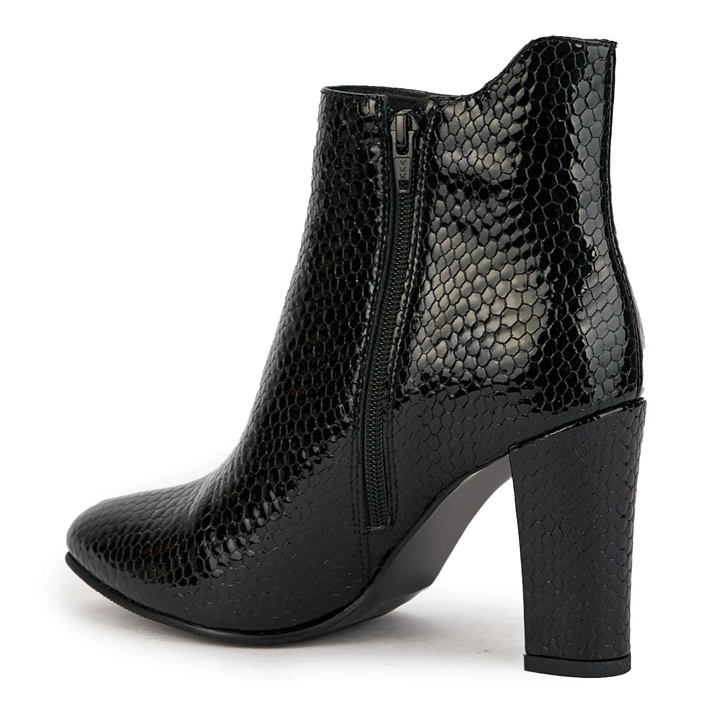 Botine dama din piele naturala neagra cu toc gros 9.5 cm 17332 - Image 2