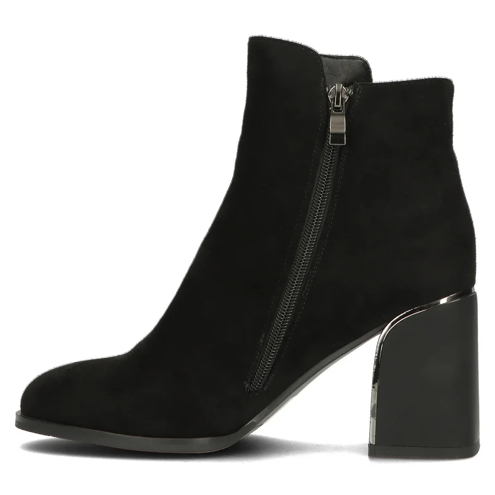 Botine dama din piele naturala neagra cu toc gros 9 cm 14340 - Image 3