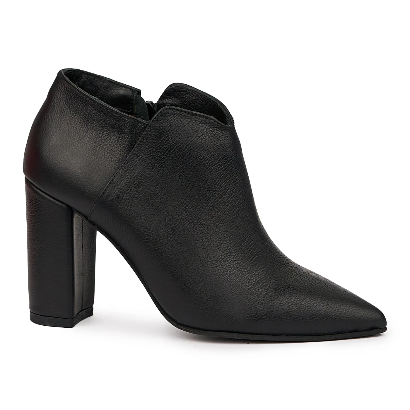 Botine dama din piele naturala neagra cu toc gros 9 cm 14375