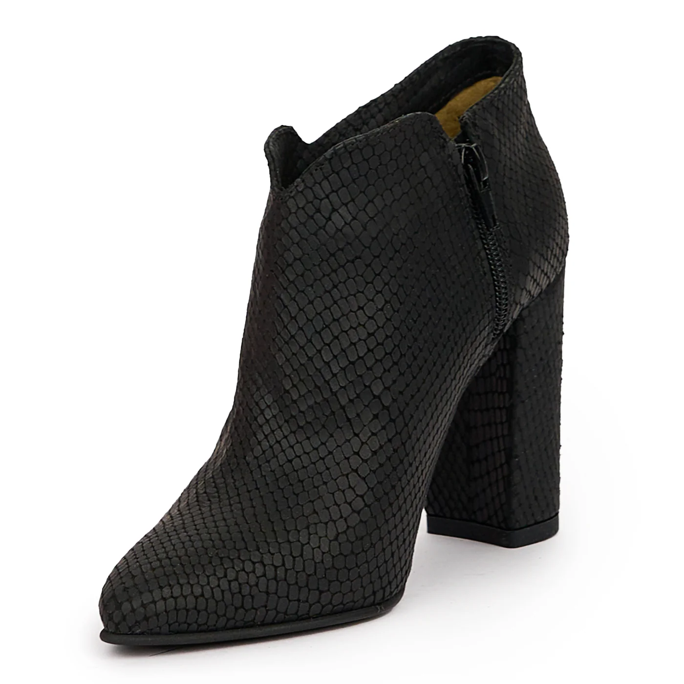 Botine dama din piele naturala neagra cu toc gros 9 cm 14408 - Image 3