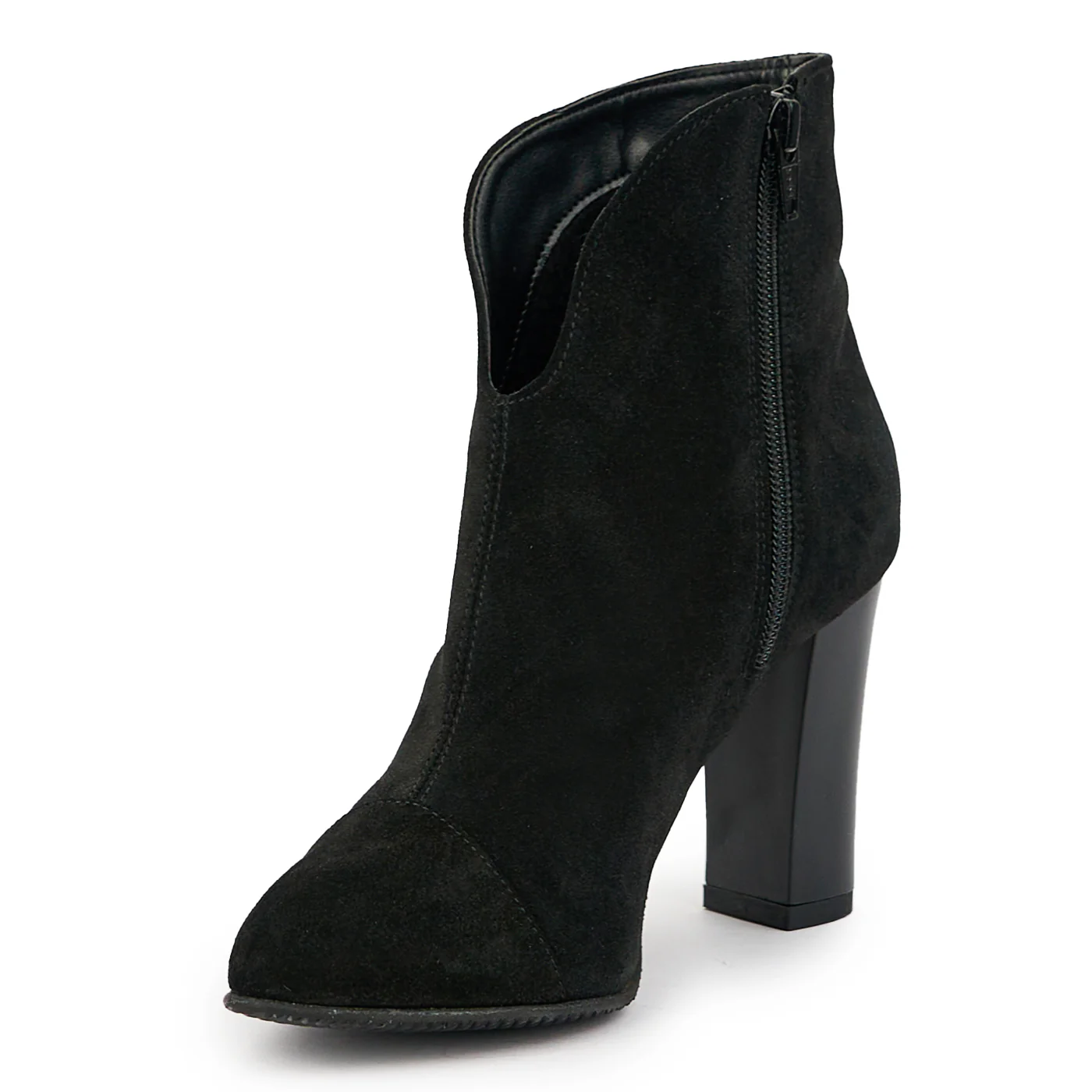 Botine dama din piele naturala neagra cu toc gros 9 cm 14764 - Image 3