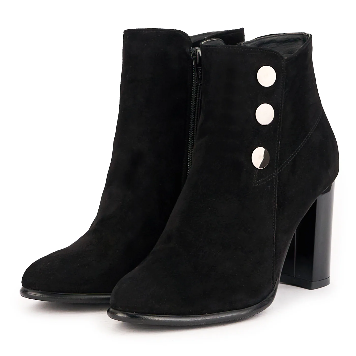 Botine dama din piele naturala neagra cu toc gros 9 cm 16694 - Image 3