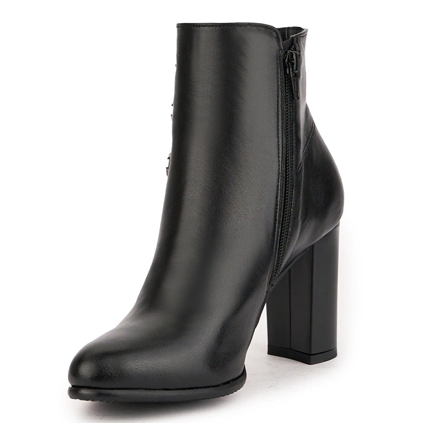 Botine dama din piele naturala neagra cu toc gros 9 cm 16695 - Image 2
