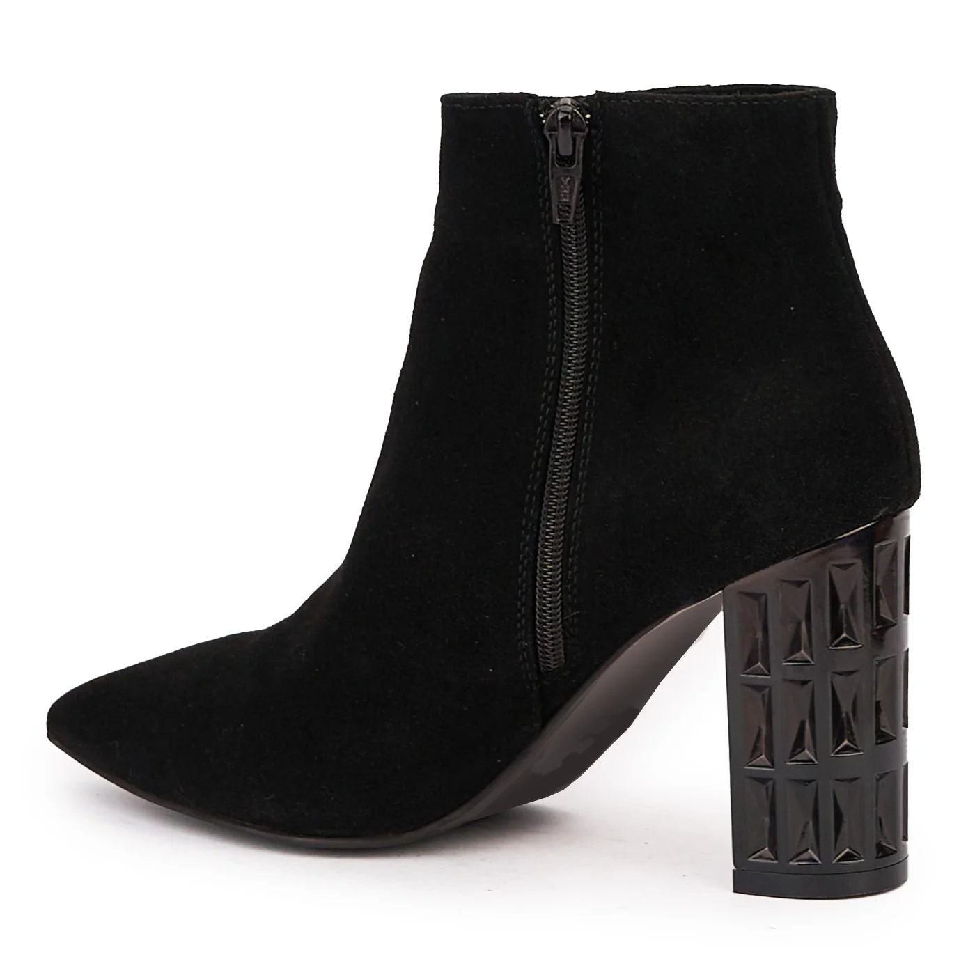 Botine dama din piele naturala neagra cu toc gros 9 cm 17133 - Image 2