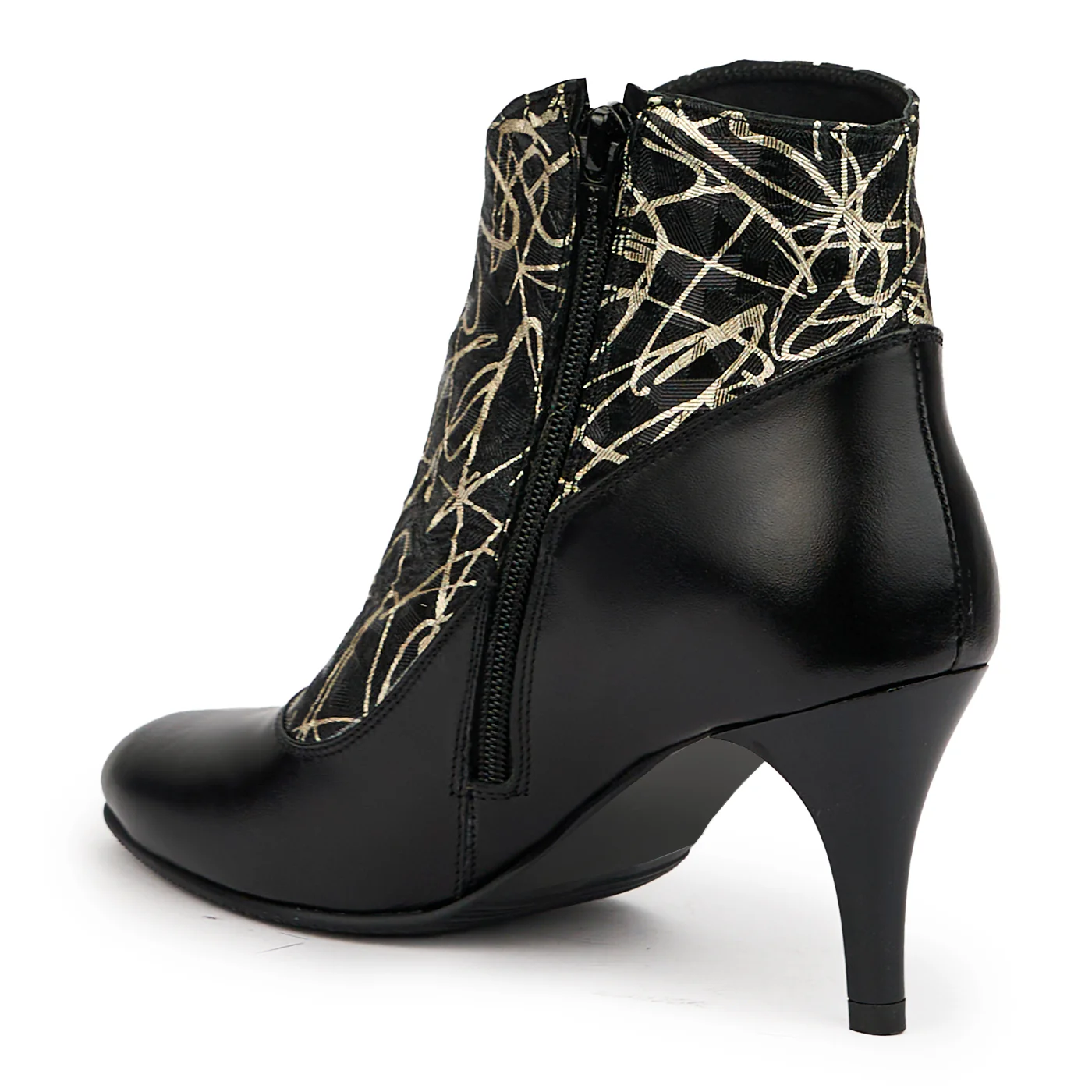 Botine dama din piele naturala neagra cu toc subtire 7.5 cm 14562 - Image 2