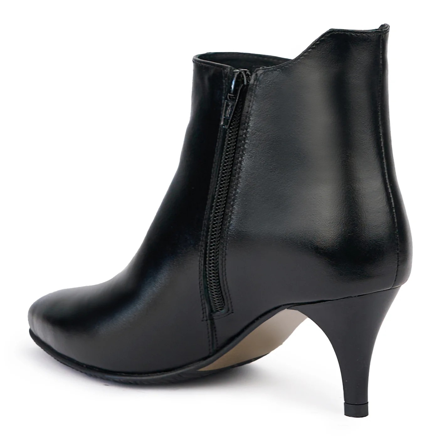 Botine dama din piele naturala neagra cu toc subtire 7 cm 14504 - Image 2