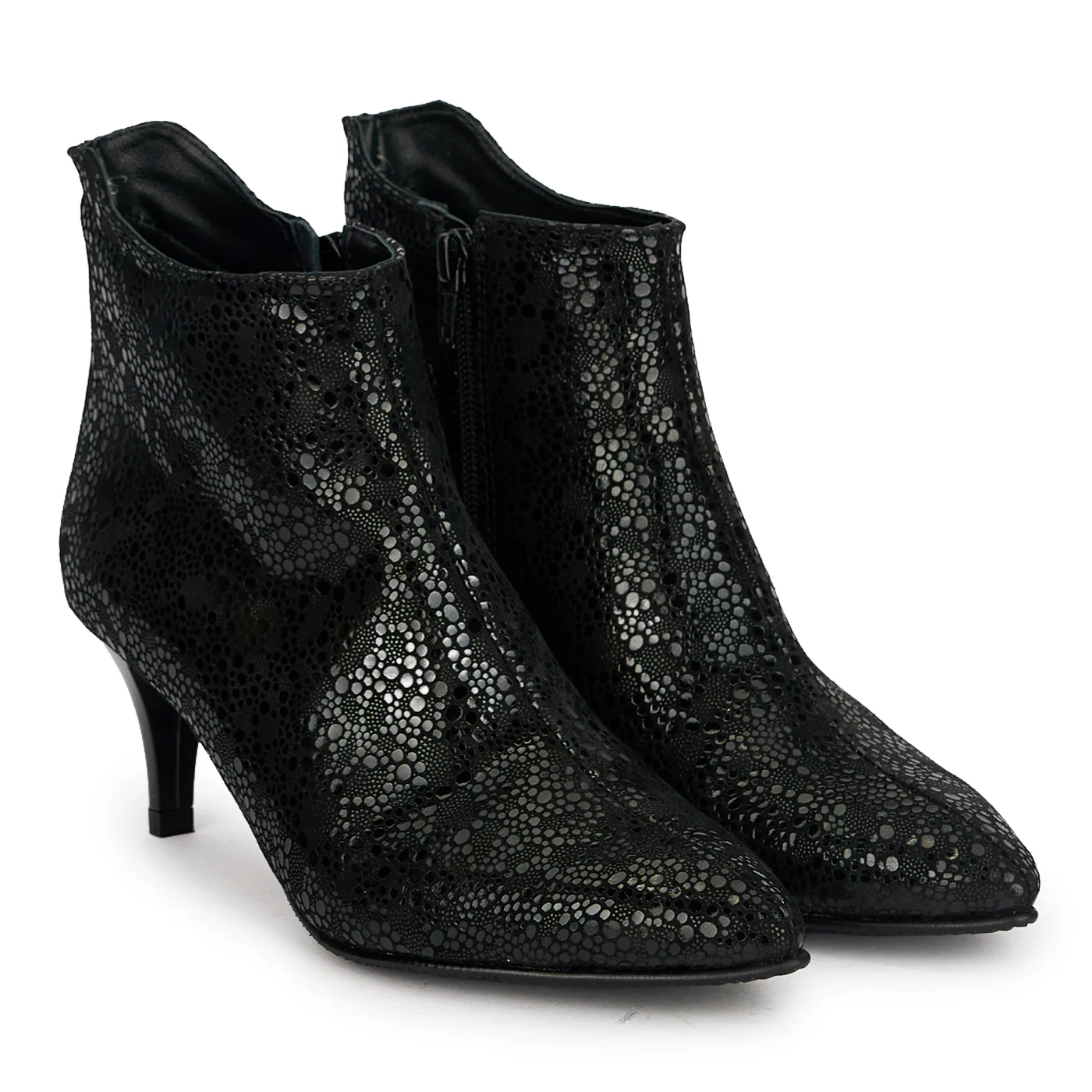 Botine dama din piele naturala neagra cu toc subtire 7 cm 14557 - Image 4