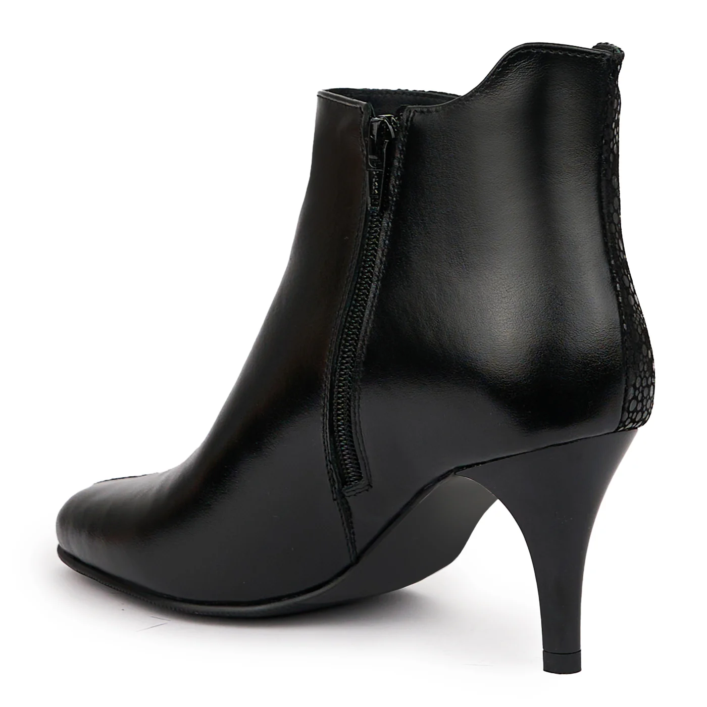 Botine dama din piele naturala neagra cu toc subtire 8 cm 14313 - Image 2