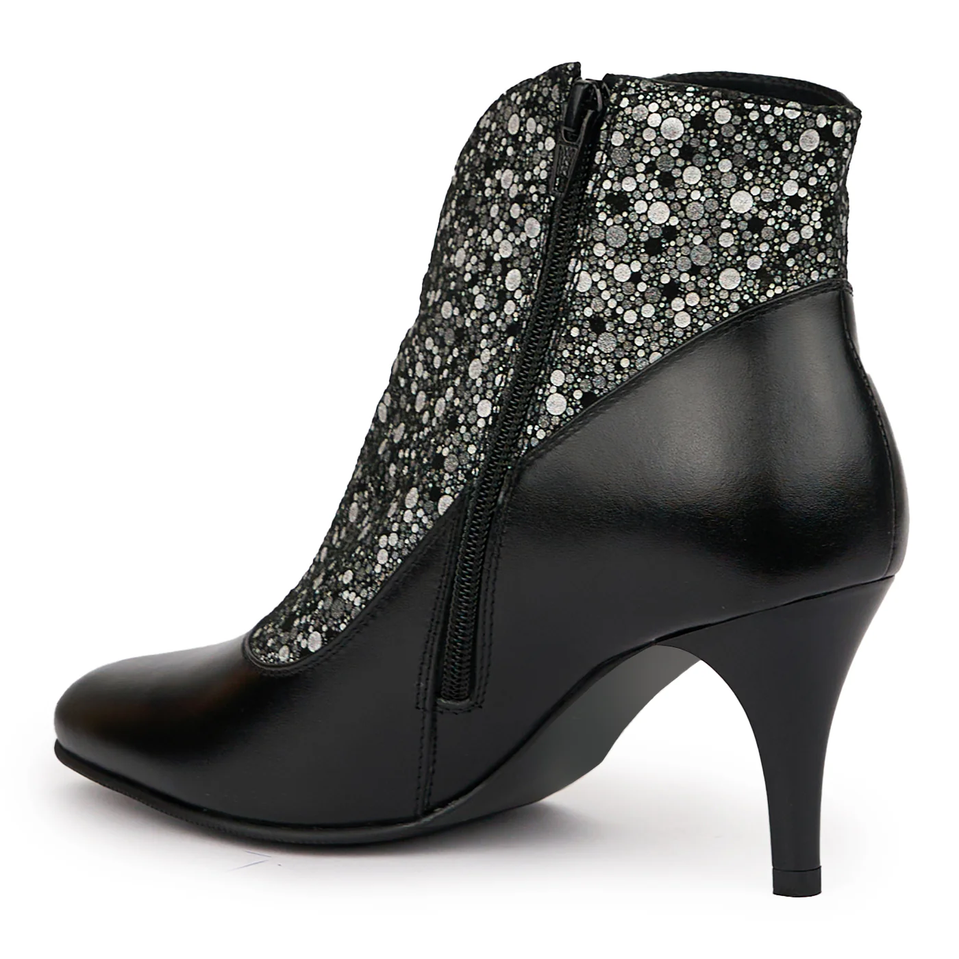 Botine dama din piele naturala neagra cu toc subtire 8 cm 14314 - Image 2
