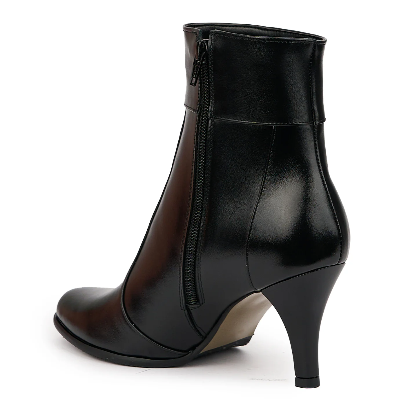 Botine dama din piele naturala neagra cu toc subtire 8 cm 14538 - Image 2