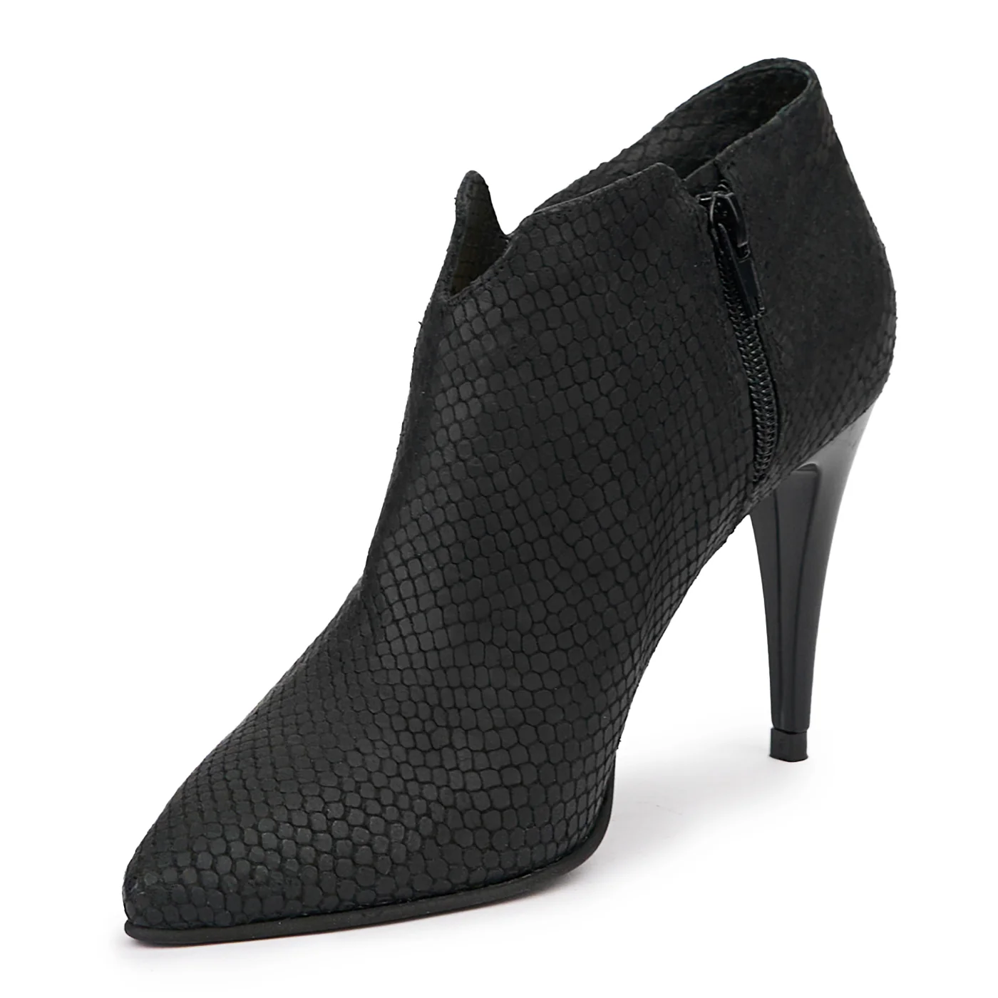 Botine dama din piele naturala neagra cu toc subtire 9.5 cm 14471 - Image 3