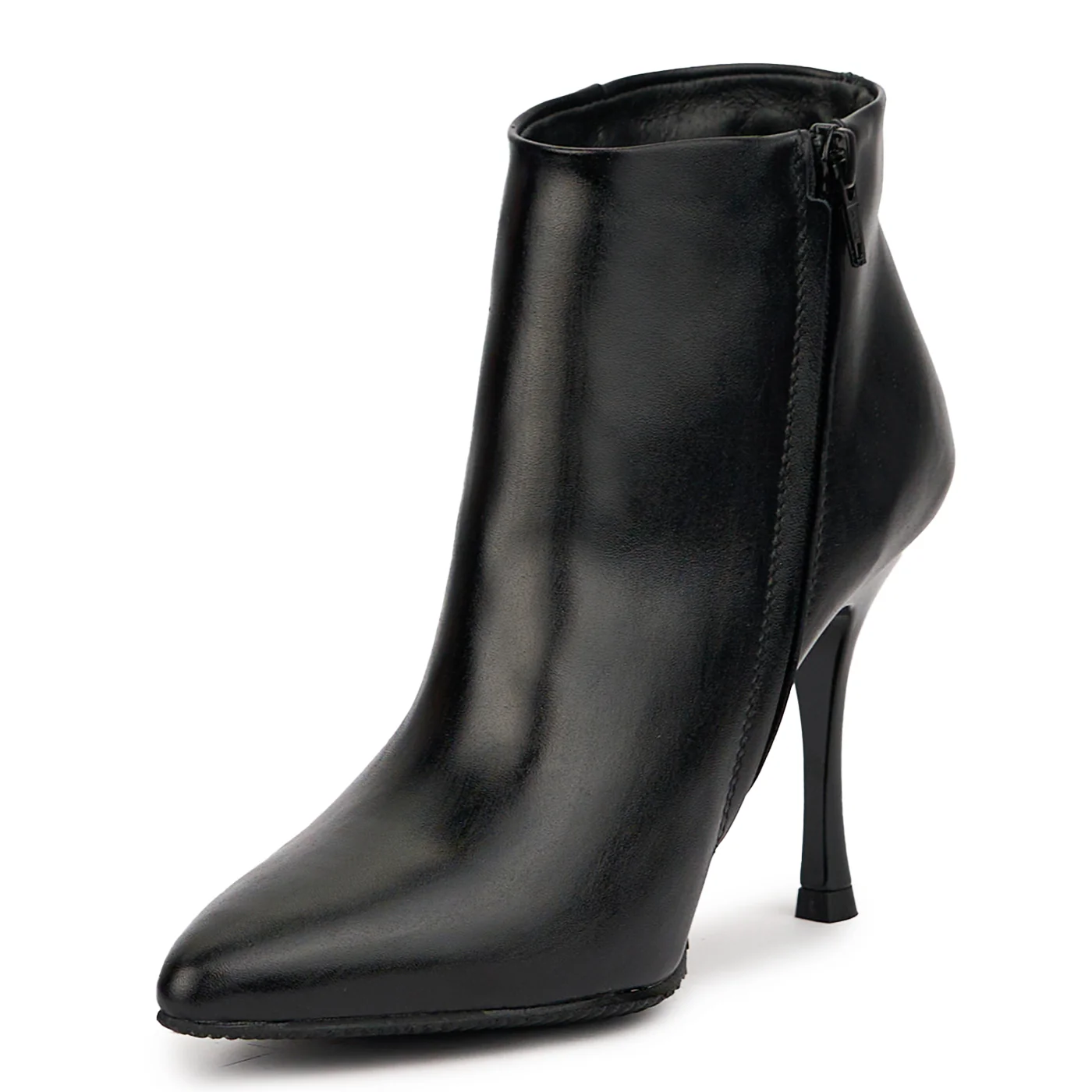 Botine dama din piele naturala neagra cu toc subtire 9.5 cm 14614 - Image 3