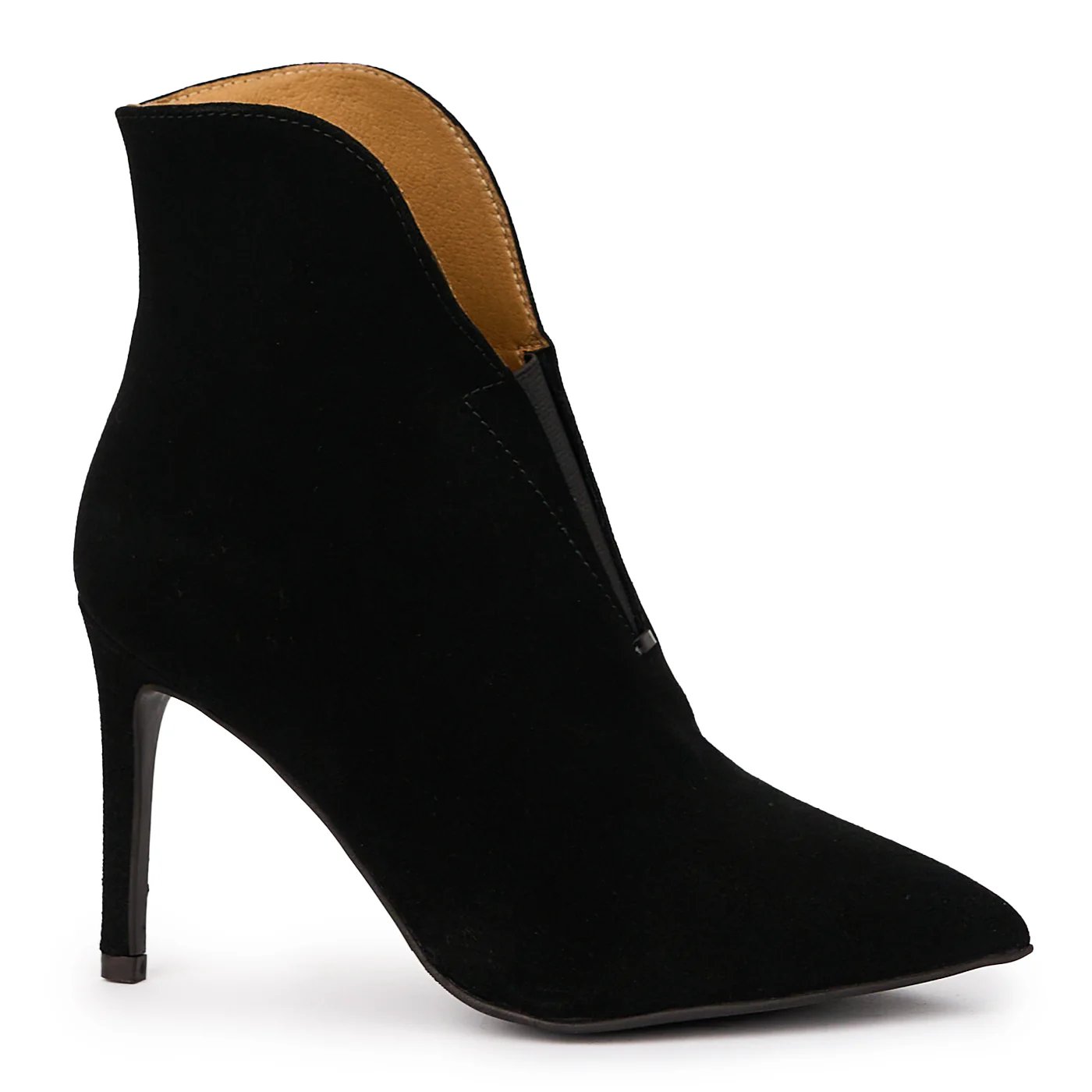Botine dama din piele naturala neagra cu toc subtire 9 cm 14266