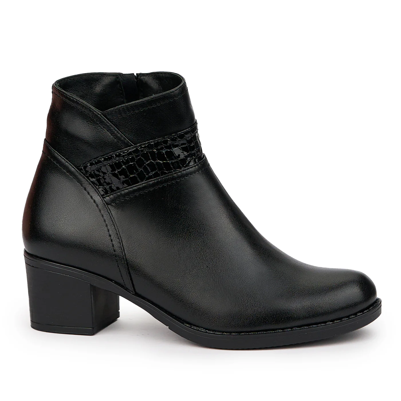 Botine dama din piele naturala neagra toc 5.5 cm 14539