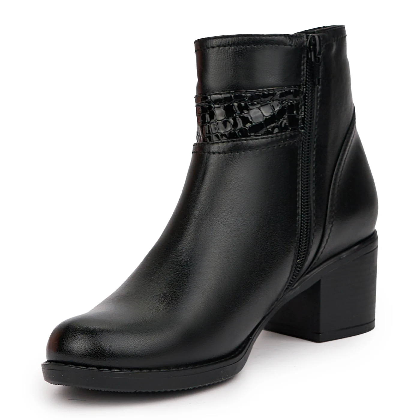 Botine dama din piele naturala neagra toc 5.5 cm 14539 - Image 3
