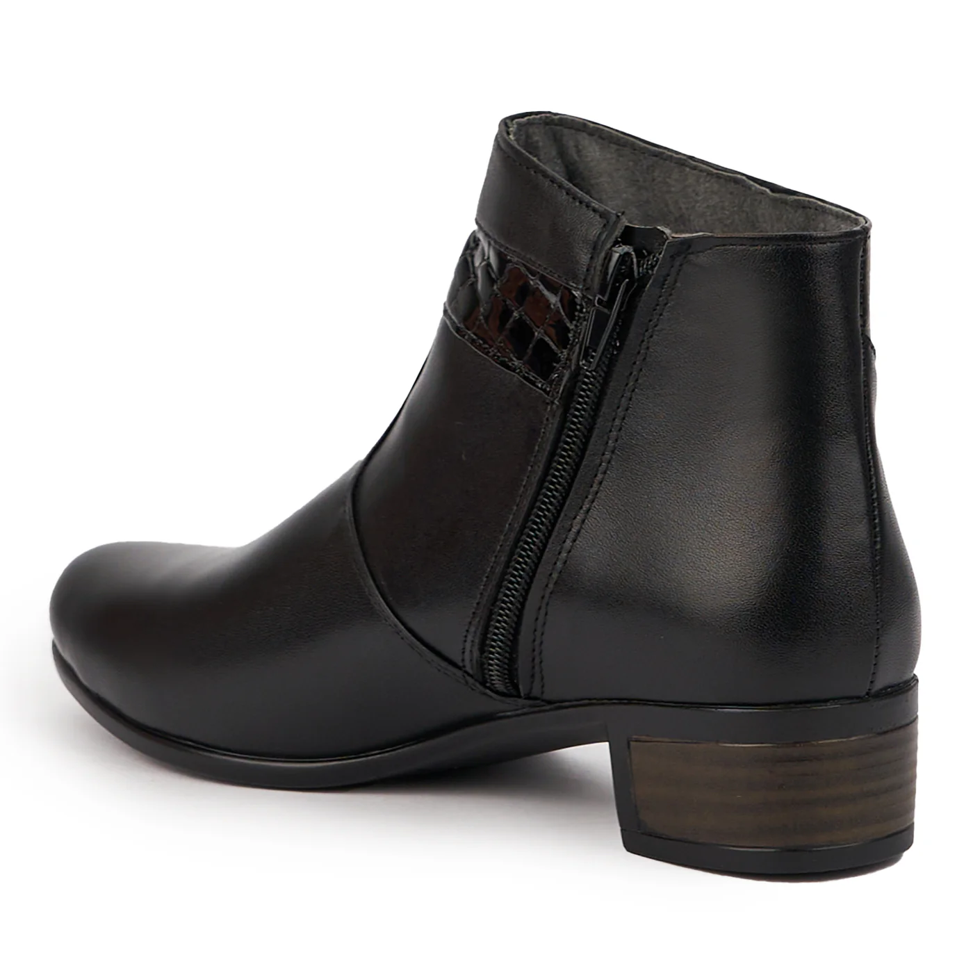 Botine dama din piele naturala neagra toc mic 4 cm 14681 - Image 2