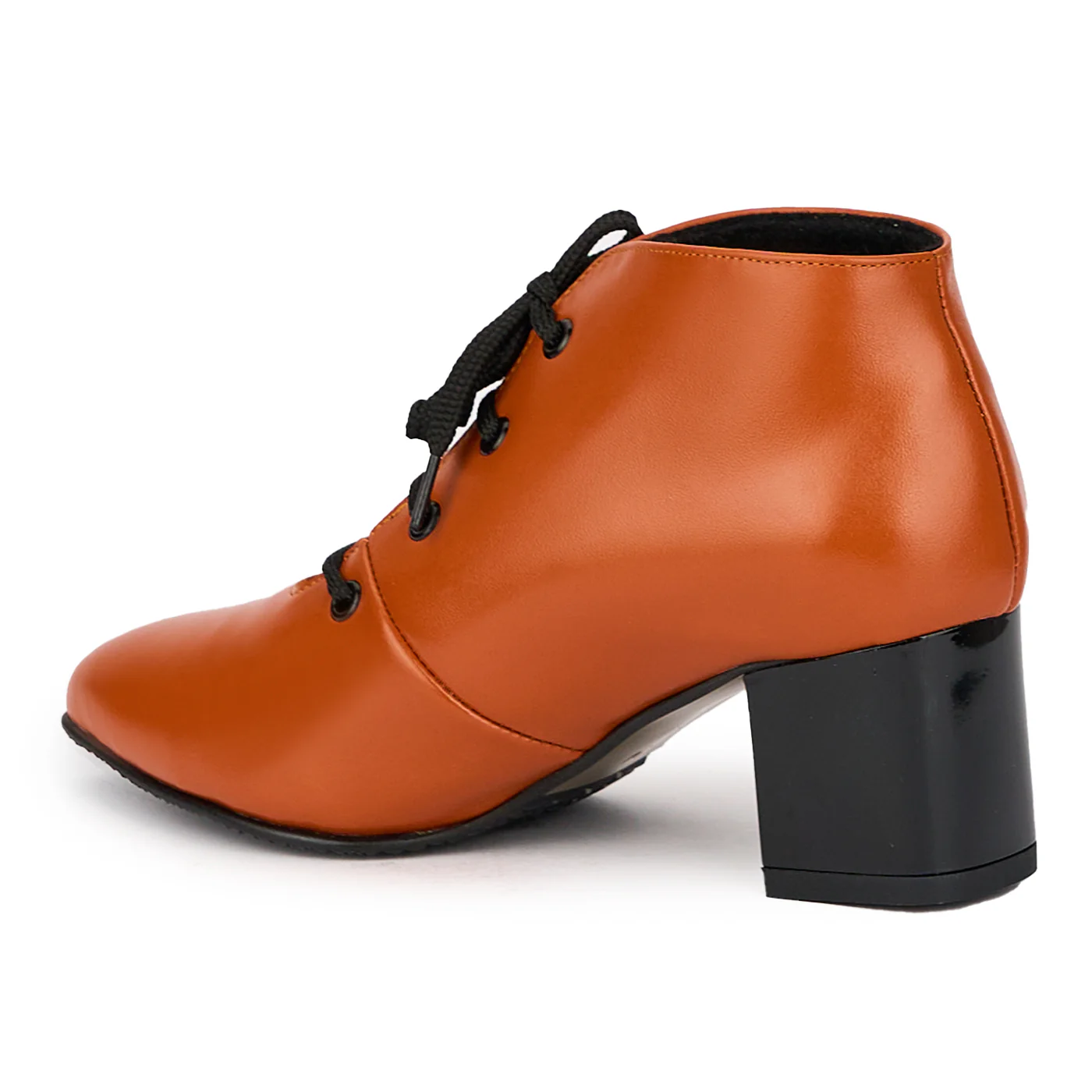 Botine dama din piele naturala portocalie cu toc gros 5.5 cm 15493 - Image 2