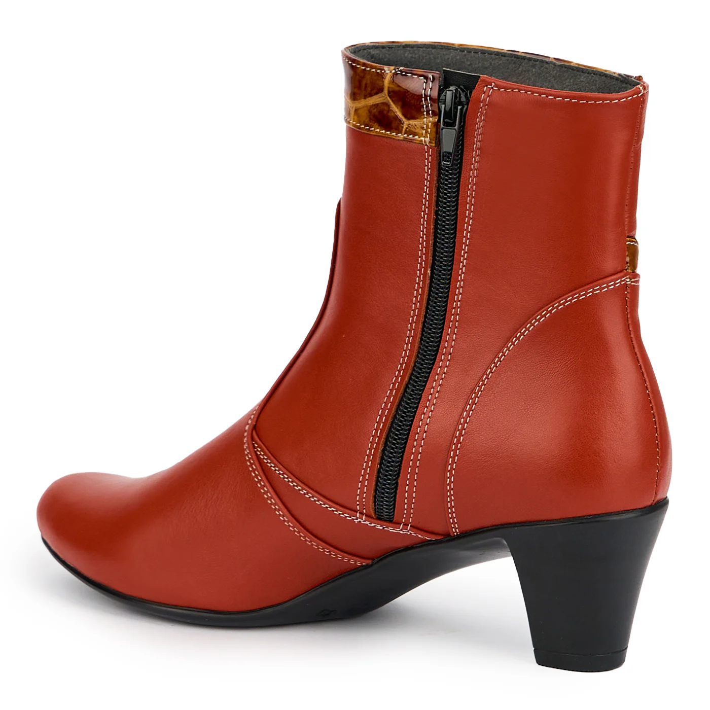 Botine dama din piele naturala portocalie toc 6 cm 15145 - Image 2