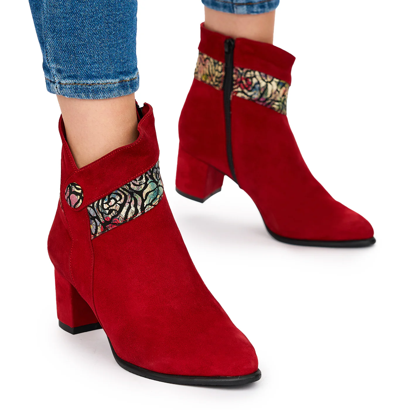 Botine Dama Din Piele Naturala Rosie 10596 - Image 2
