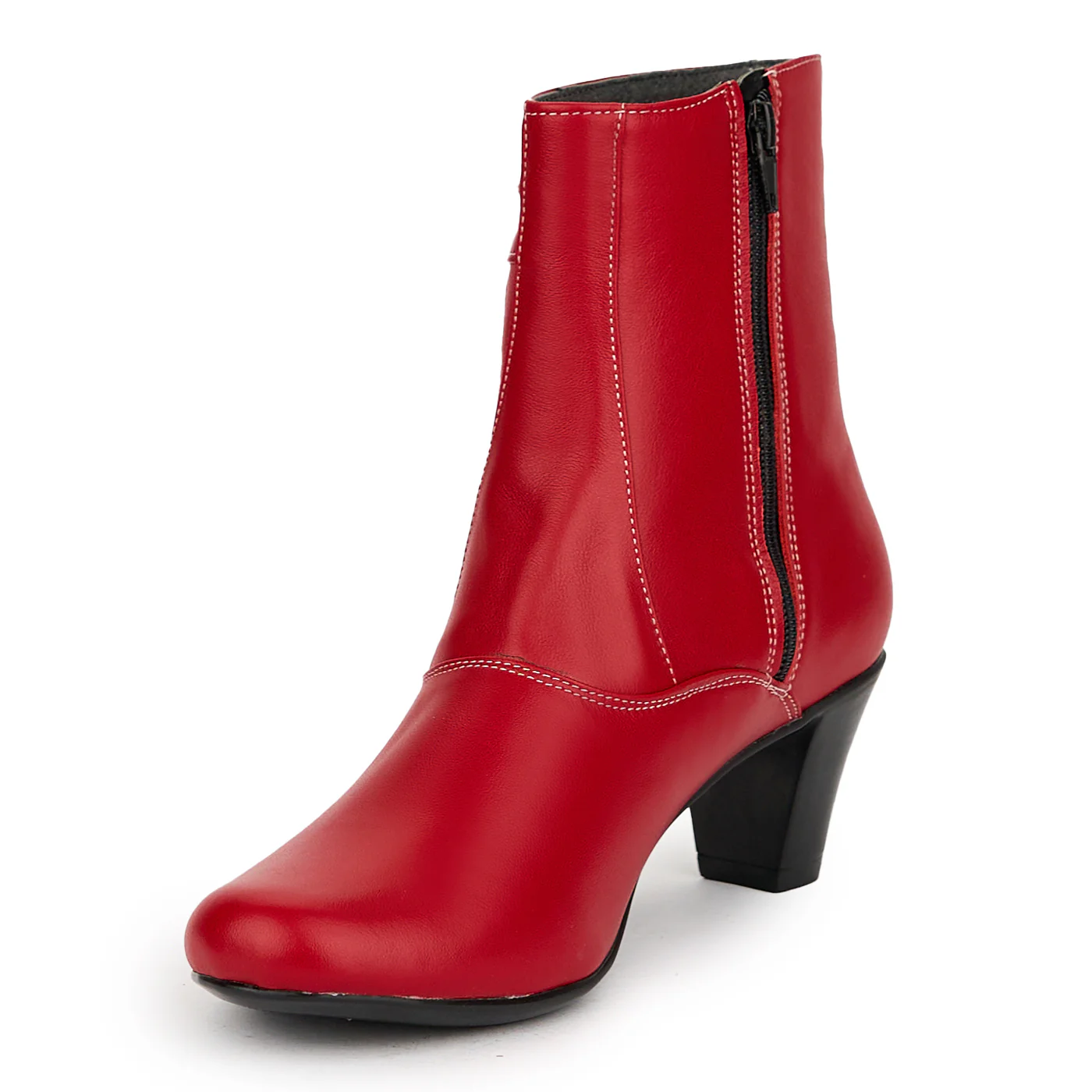 Botine dama din piele naturala rosie 14969 - Image 3