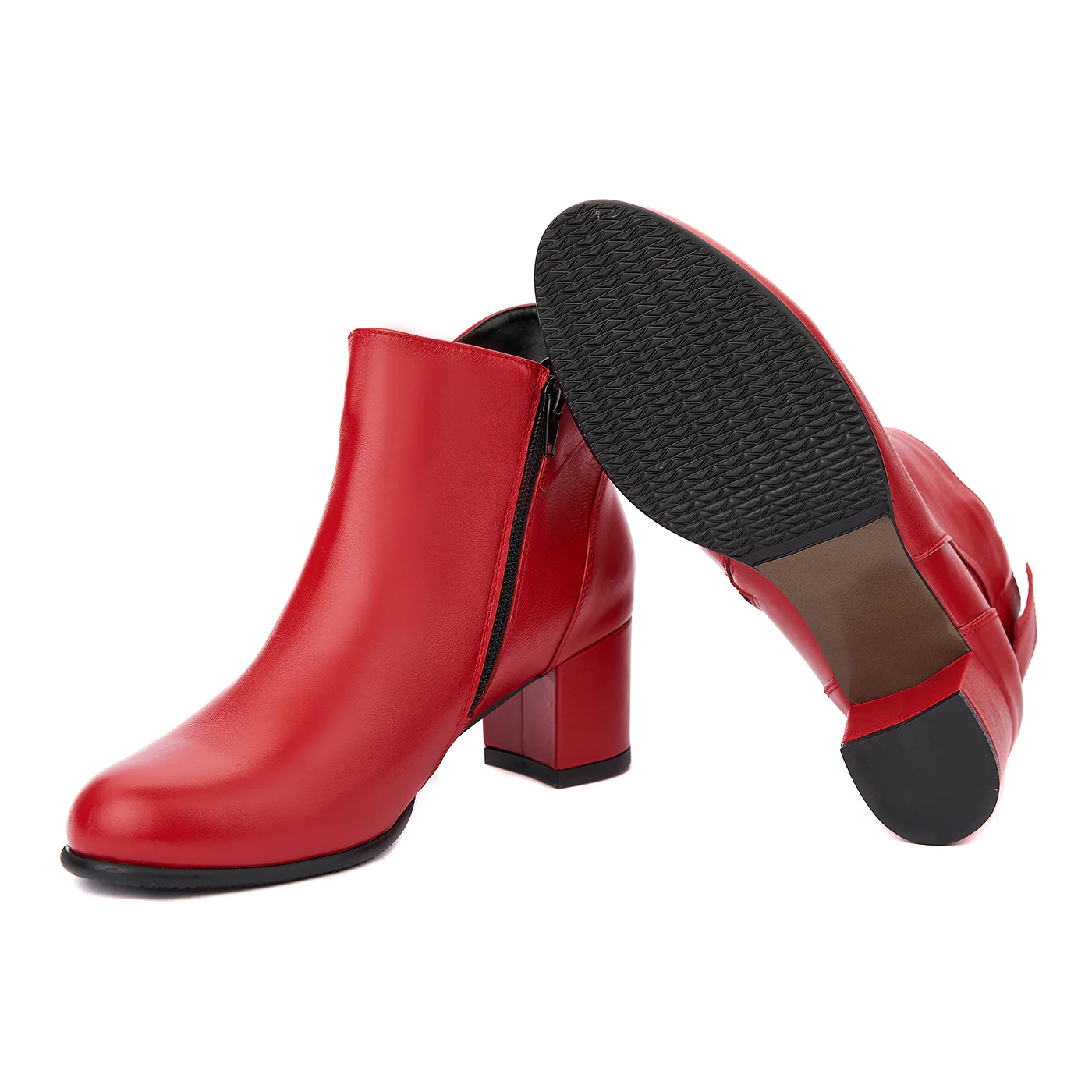 Botine dama din piele naturala rosie 6292 - Image 3