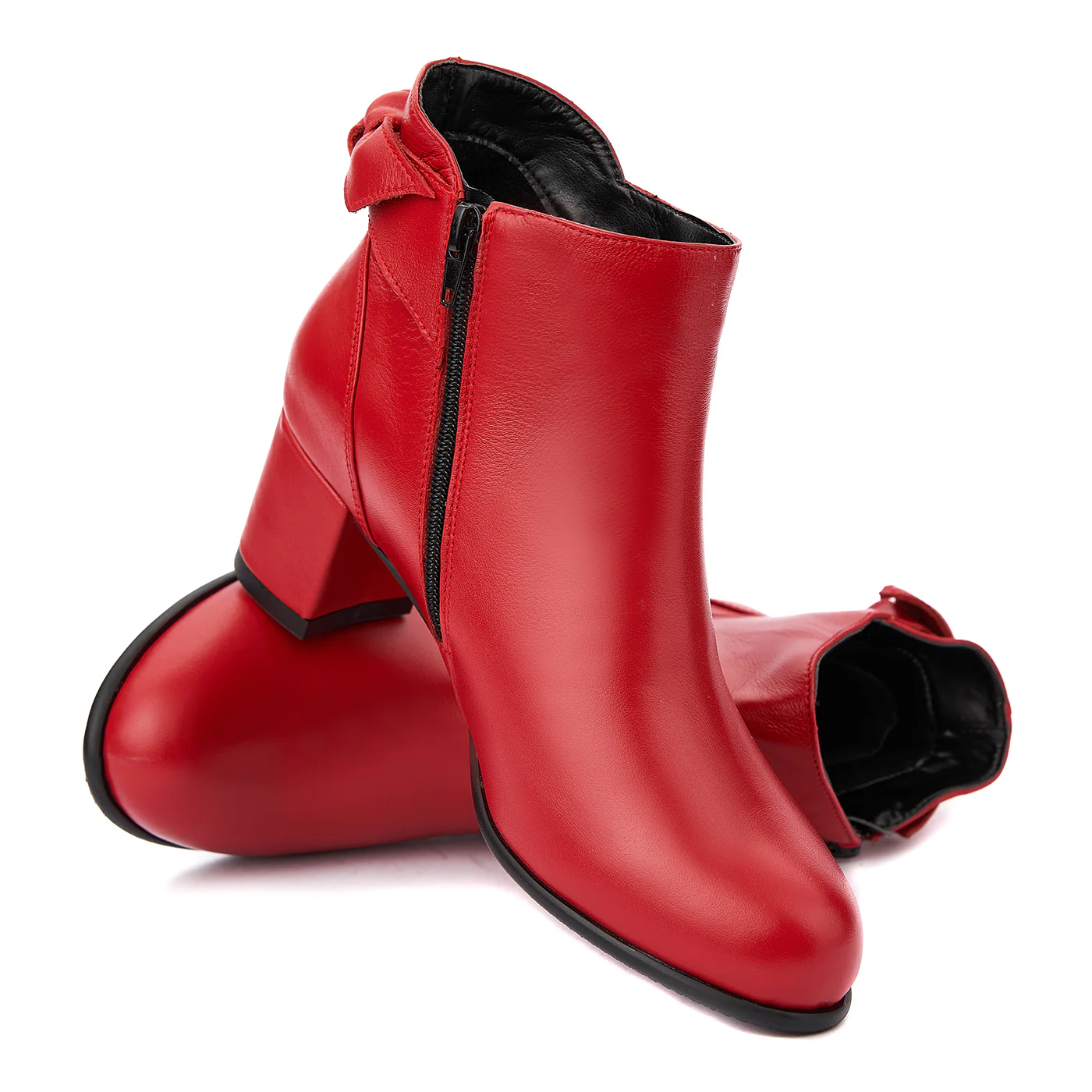 Botine dama din piele naturala rosie 6292 - Image 4