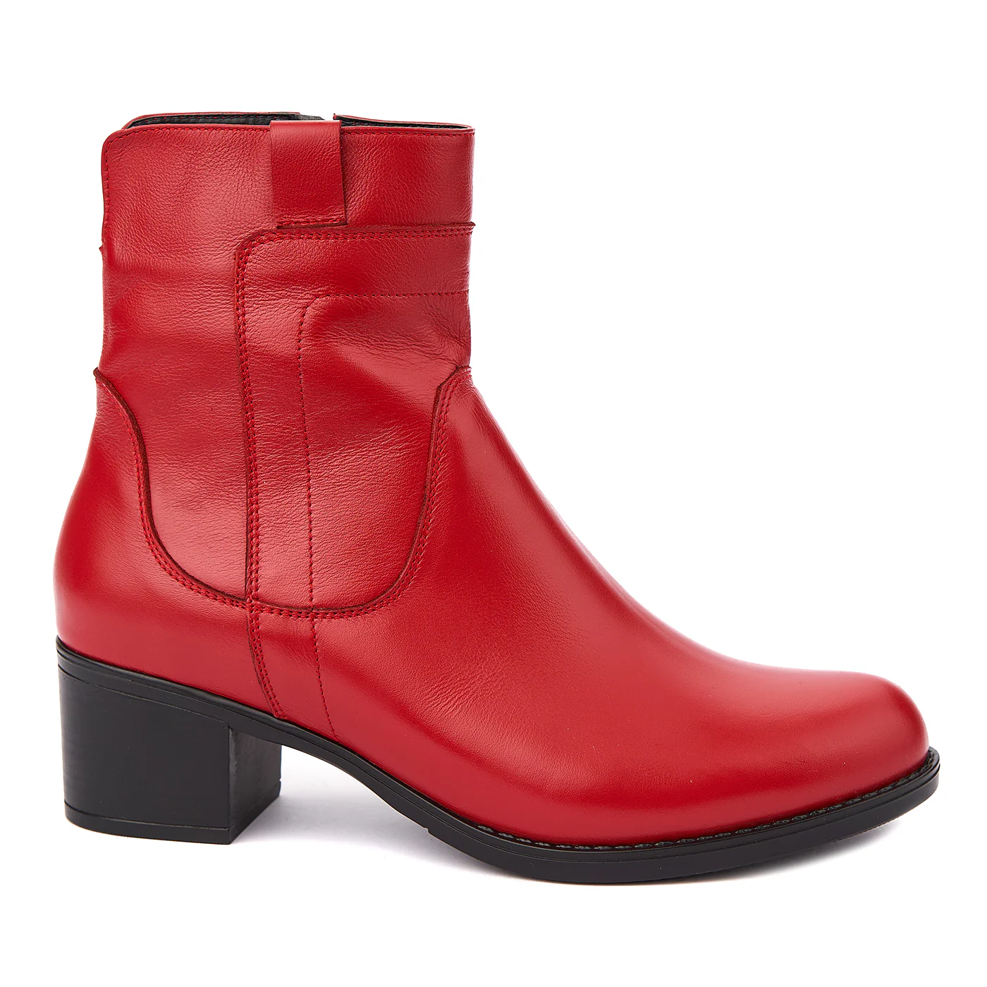 Botine dama din piele naturala rosie 6303