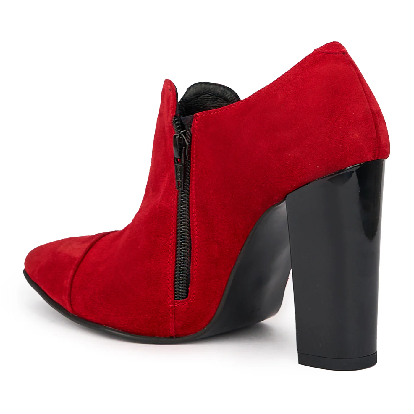 Botine dama din piele naturala rosie cu toc gros 10 cm 15430 - Image 2
