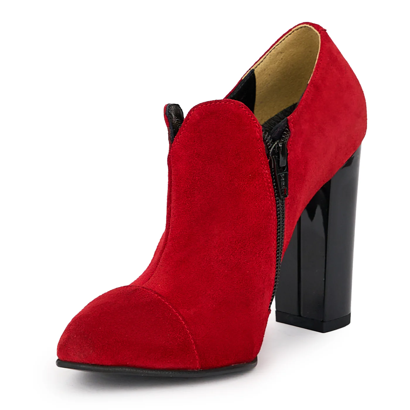 Botine dama din piele naturala rosie cu toc gros 10 cm 15430 - Image 3