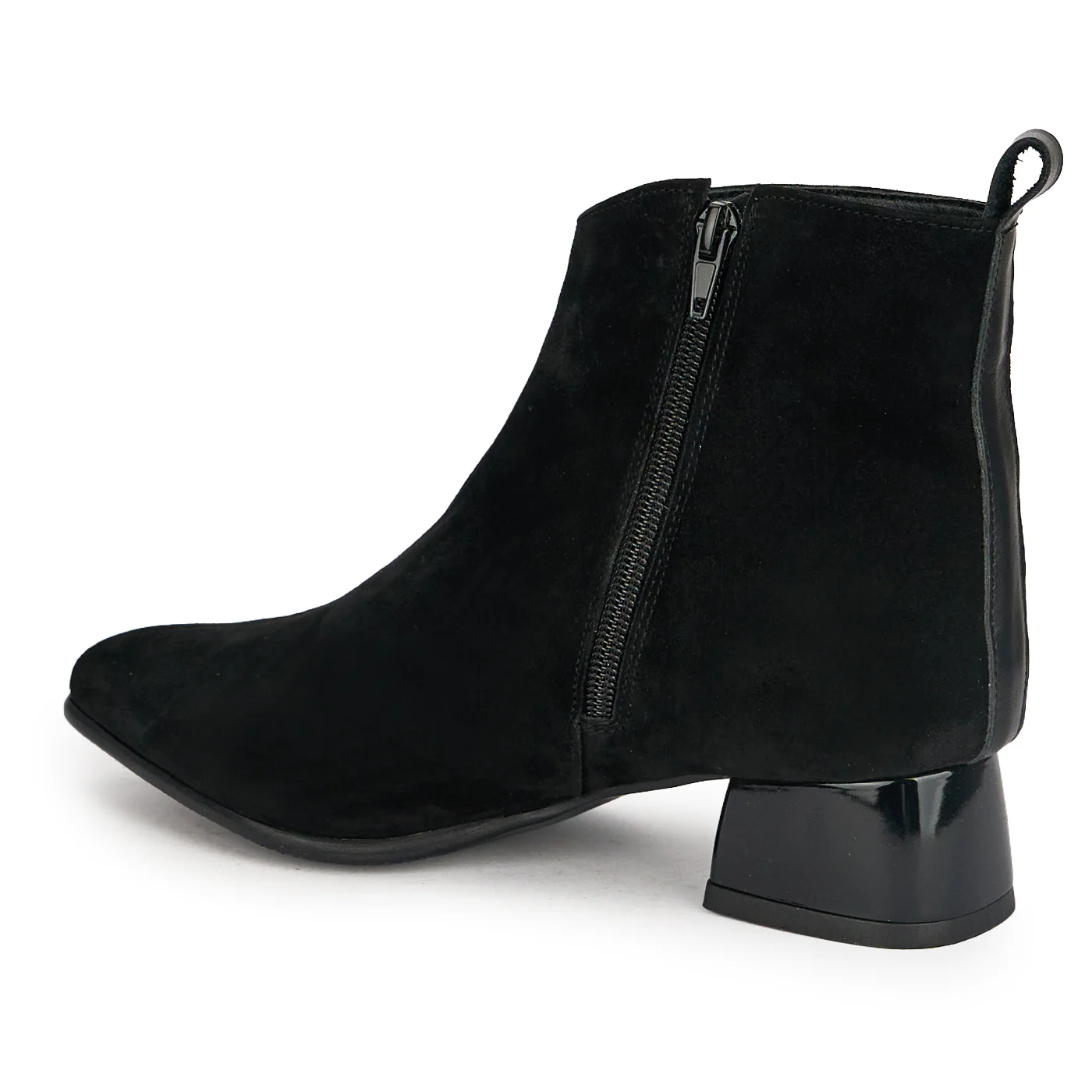 Botine dama din piele naturala neagra cu toc gros 4 cm 19147 - Image 2