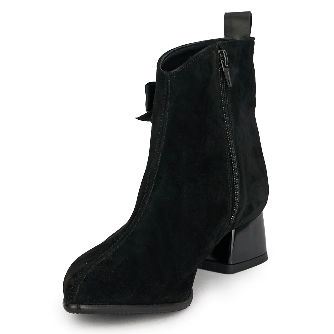 Botine dama din piele naturala neagra cu toc gros 4 cm 19147 - Image 3