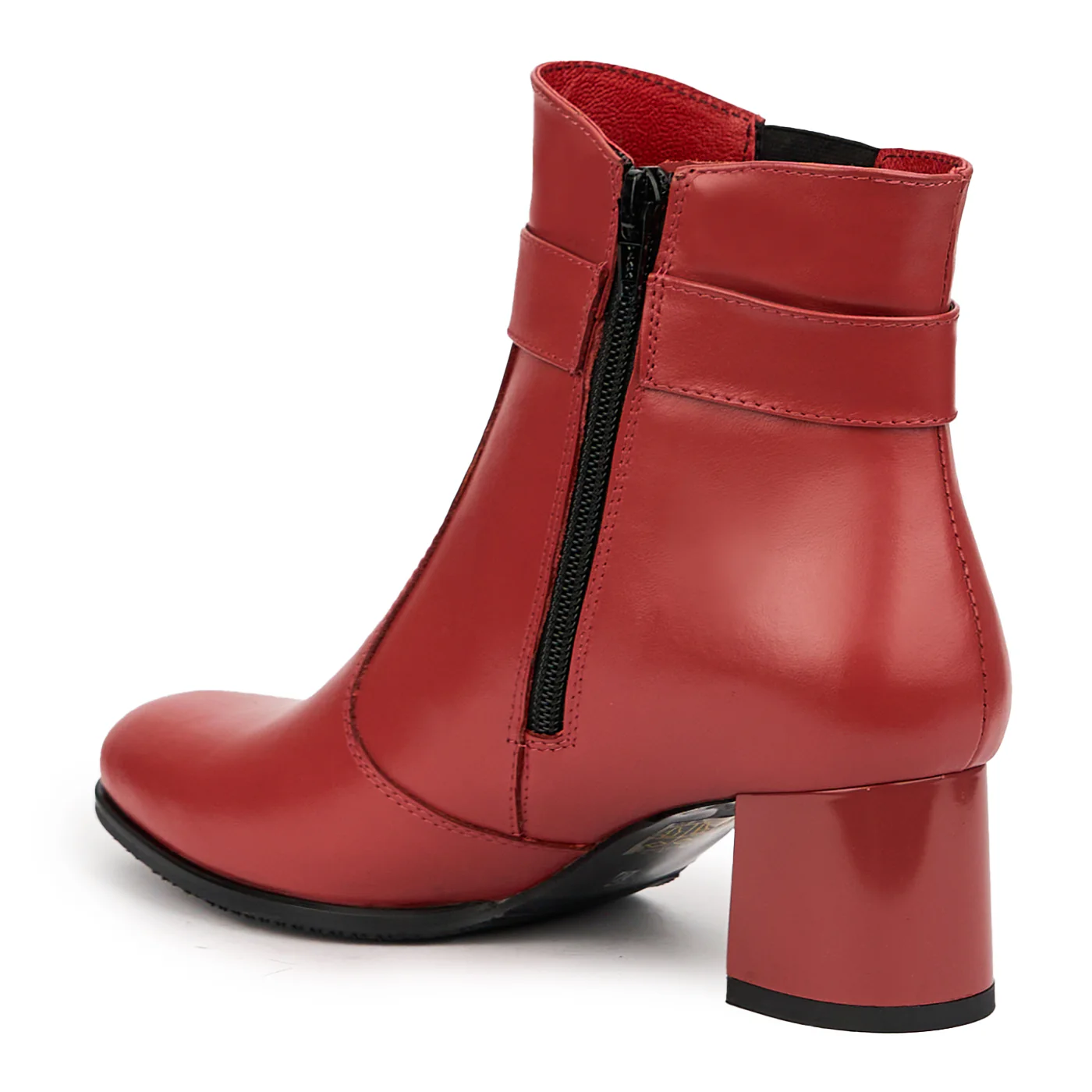 Botine dama din piele naturala rosie cu toc gros 5.5 cm 14564 - Image 2