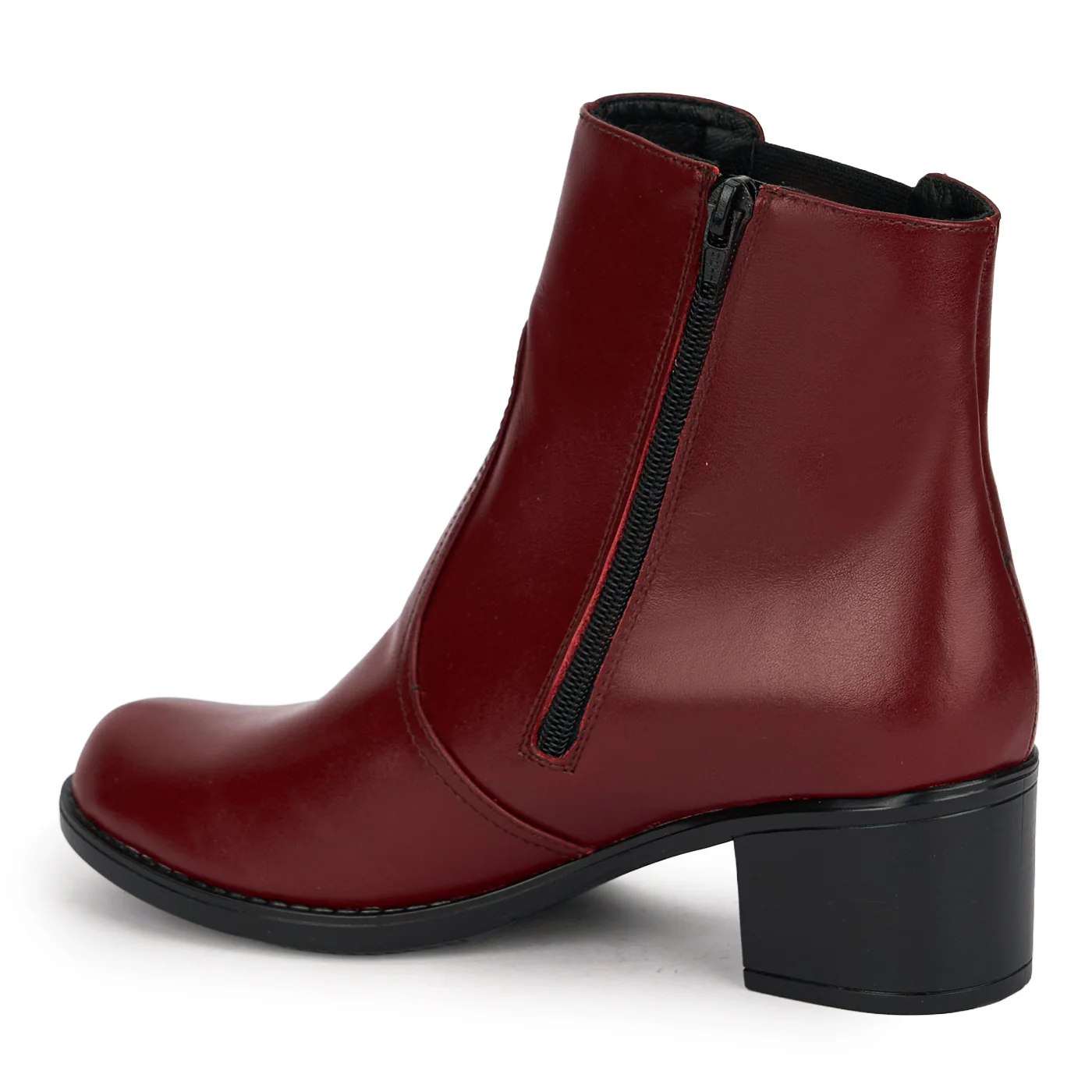 Botine dama din piele naturala rosie cu toc gros 5 cm 18944 - Image 2