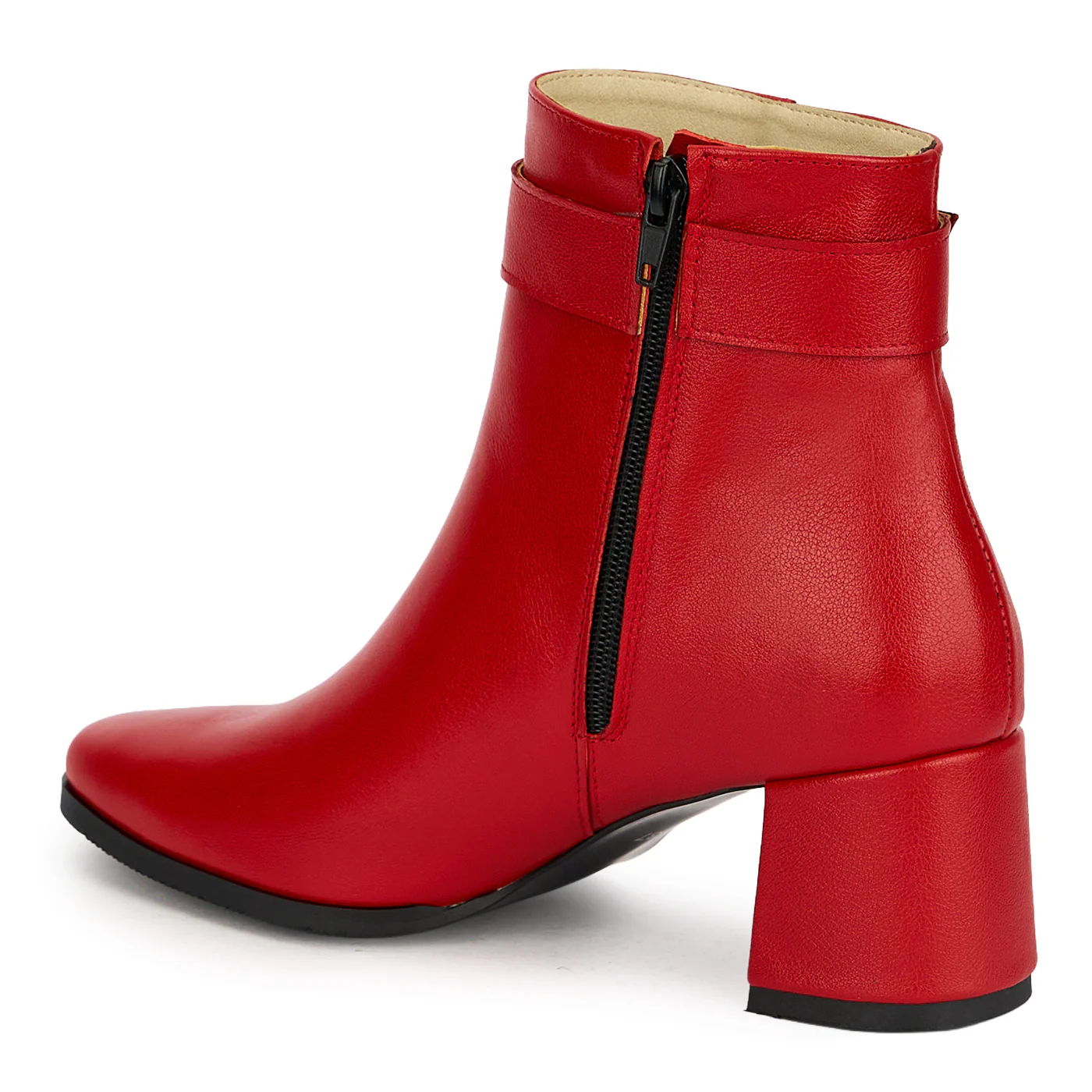 Botine dama din piele naturala rosie cu toc gros 6 cm 19138 - Image 2