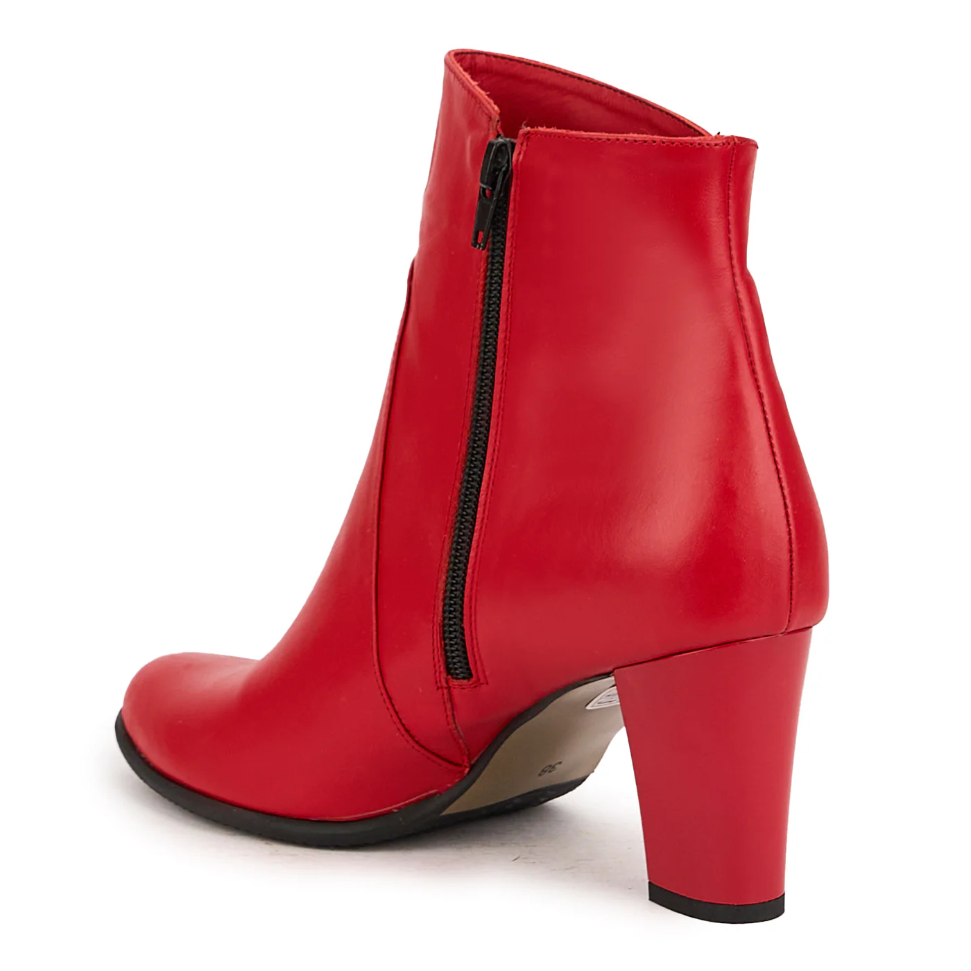 Botine dama din piele naturala rosie cu toc gros 7 cm 16798 - Image 2