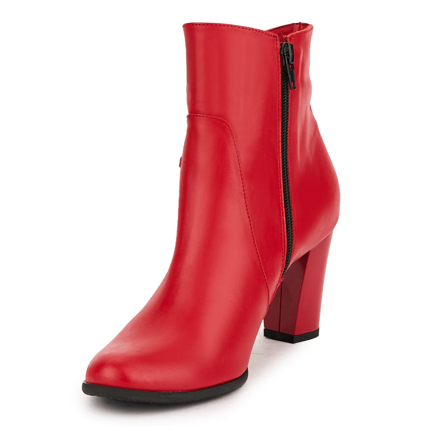 Botine dama din piele naturala rosie cu toc gros 7 cm 16798 - Image 3
