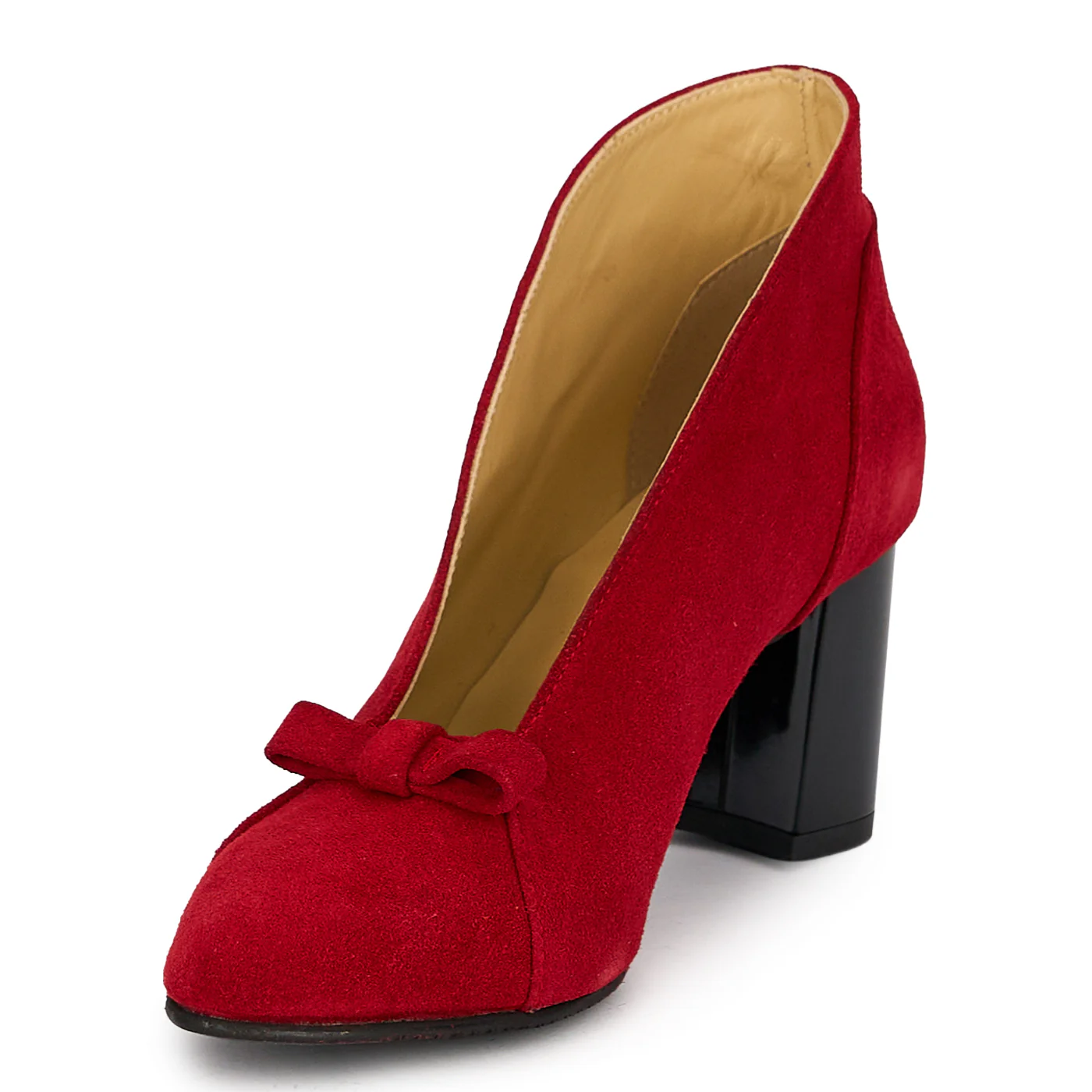 Botine dama din piele naturala rosie cu toc gros 7 cm 19700 - Image 3