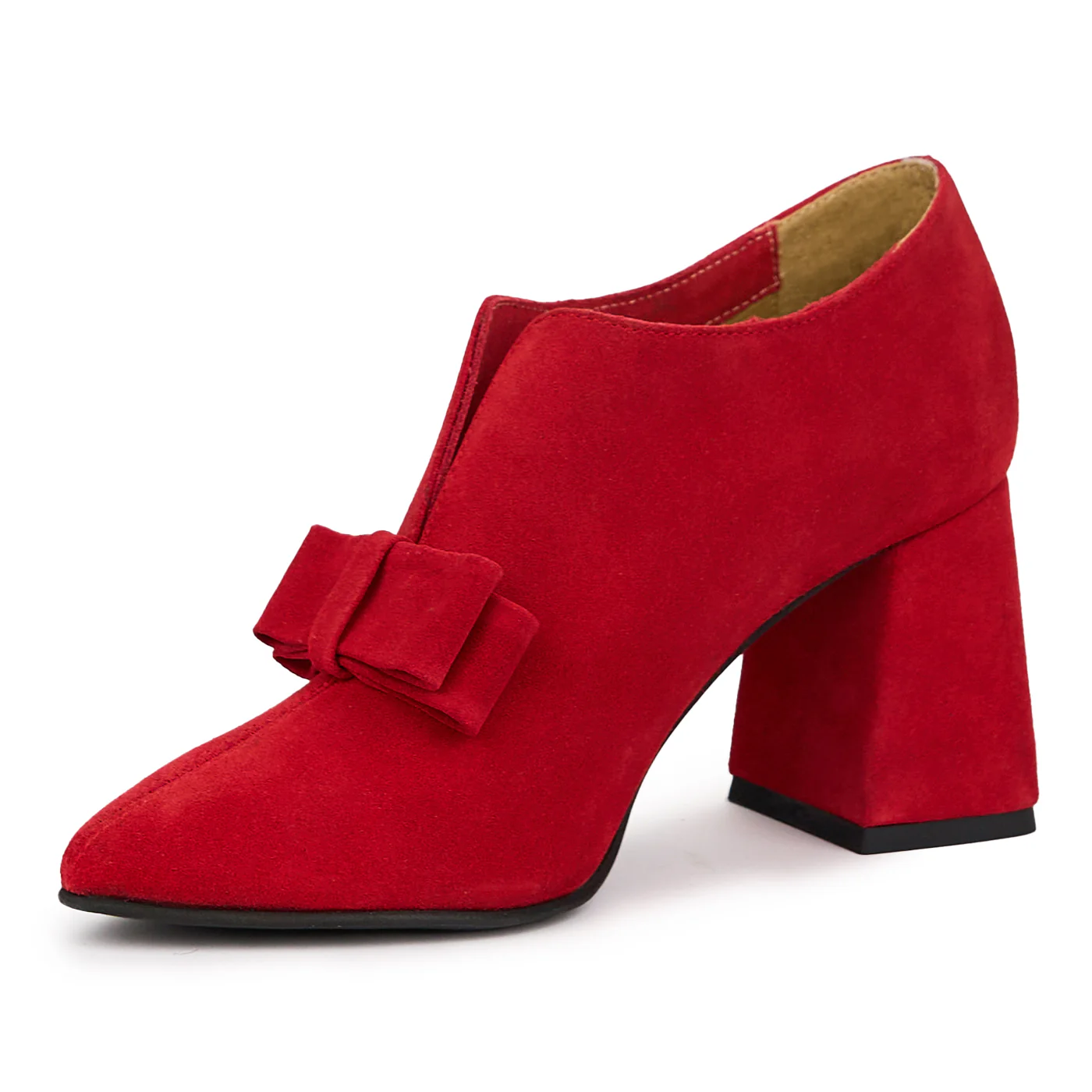Botine dama din piele naturala rosie cu toc gros 8 cm 14274 - Image 3