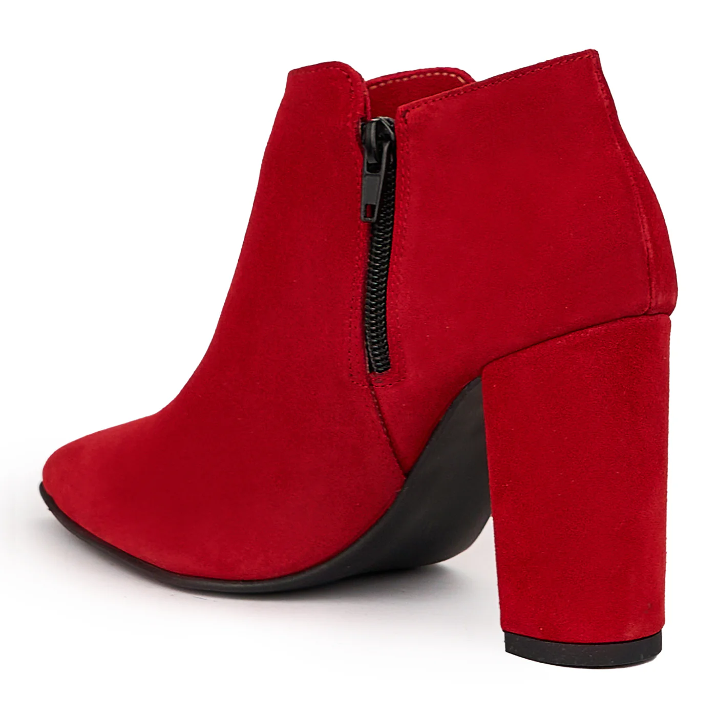 Botine dama din piele naturala rosie cu toc gros 9.5 cm 14406 - Image 2
