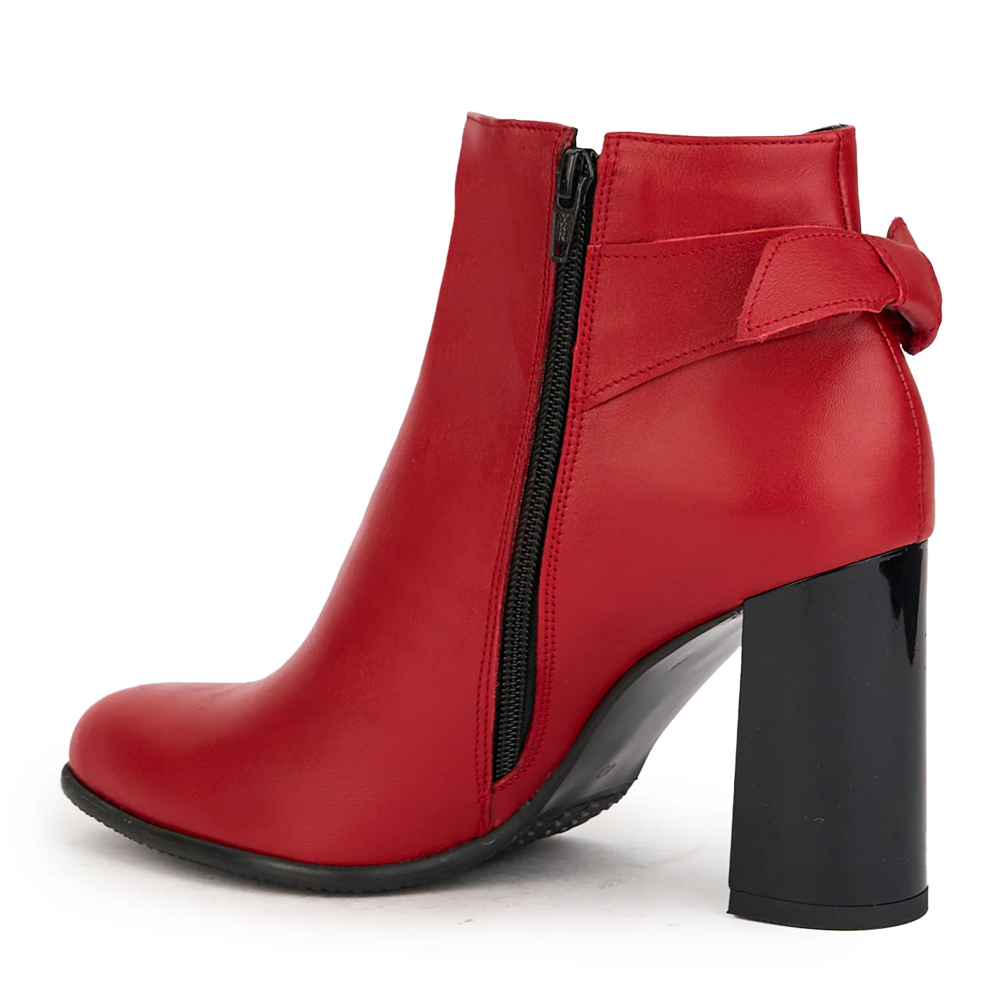 Botine dama din piele naturala rosie cu toc gros 9.5 cm 17259 - Image 2