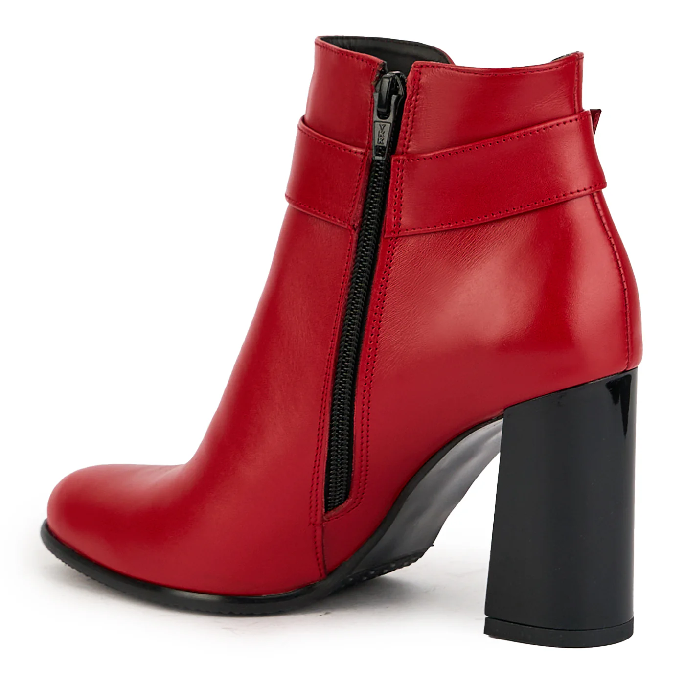 Botine dama din piele naturala rosie cu toc gros 9 cm 17357 - Image 2