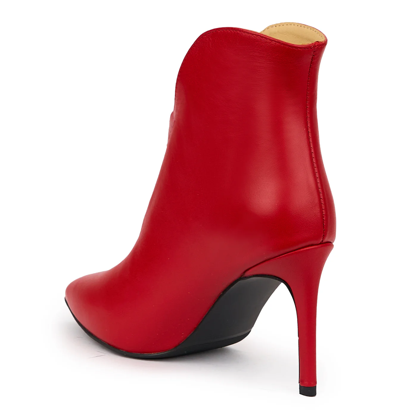 Botine dama din piele naturala rosie cu toc subtire 9 cm 14267 - Image 2