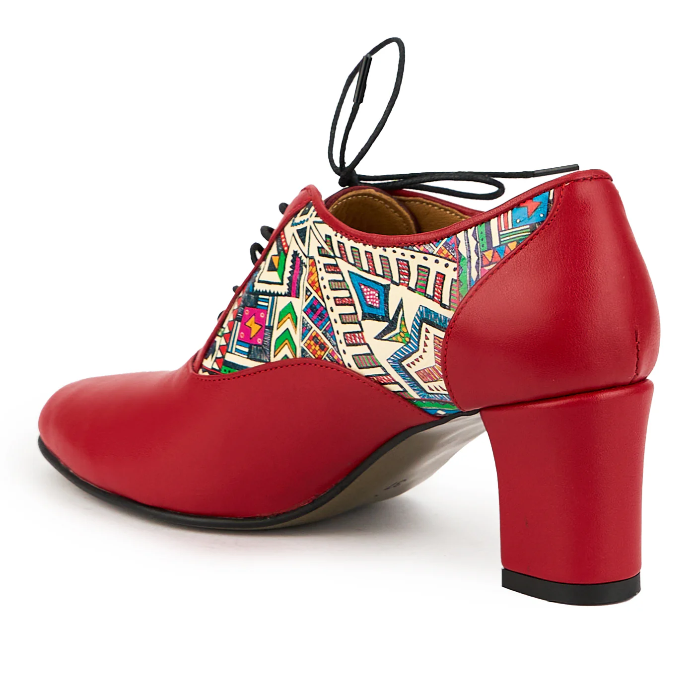 Botine dama din piele naturala rosu cu toc gros 6.5 cm 14867 - Image 2