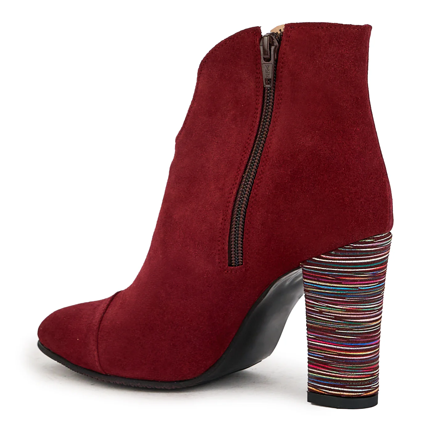 Botine dama din piele naturala rosu-grena cu toc 9 cm 17365 - Image 2