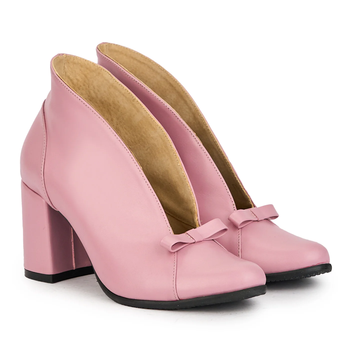Botine dama din piele naturala roz-fucsia cu toc gros 7.5 cm 17277 - Image 4